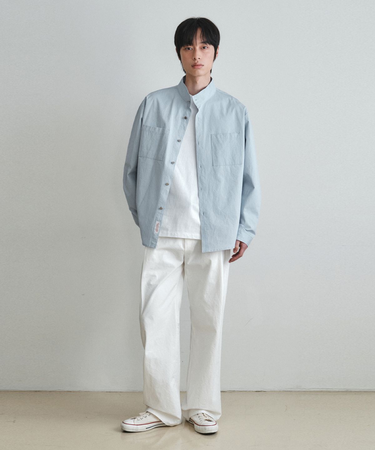 웬즈데이오아시스(WEDNESDAY OASIS) 하이넥 스윙 셔츠 자켓_LIGHT BLUE(W26SH02)