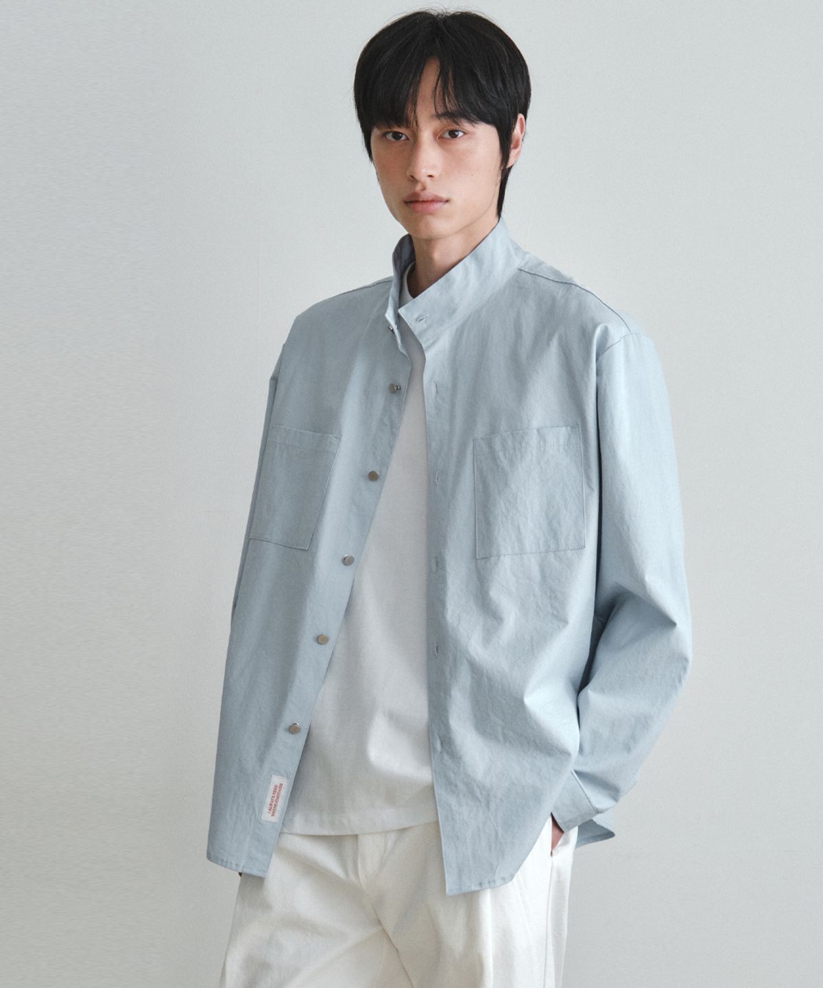 웬즈데이오아시스(WEDNESDAY OASIS) 하이넥 스윙 셔츠 자켓_LIGHT BLUE(W26SH02)