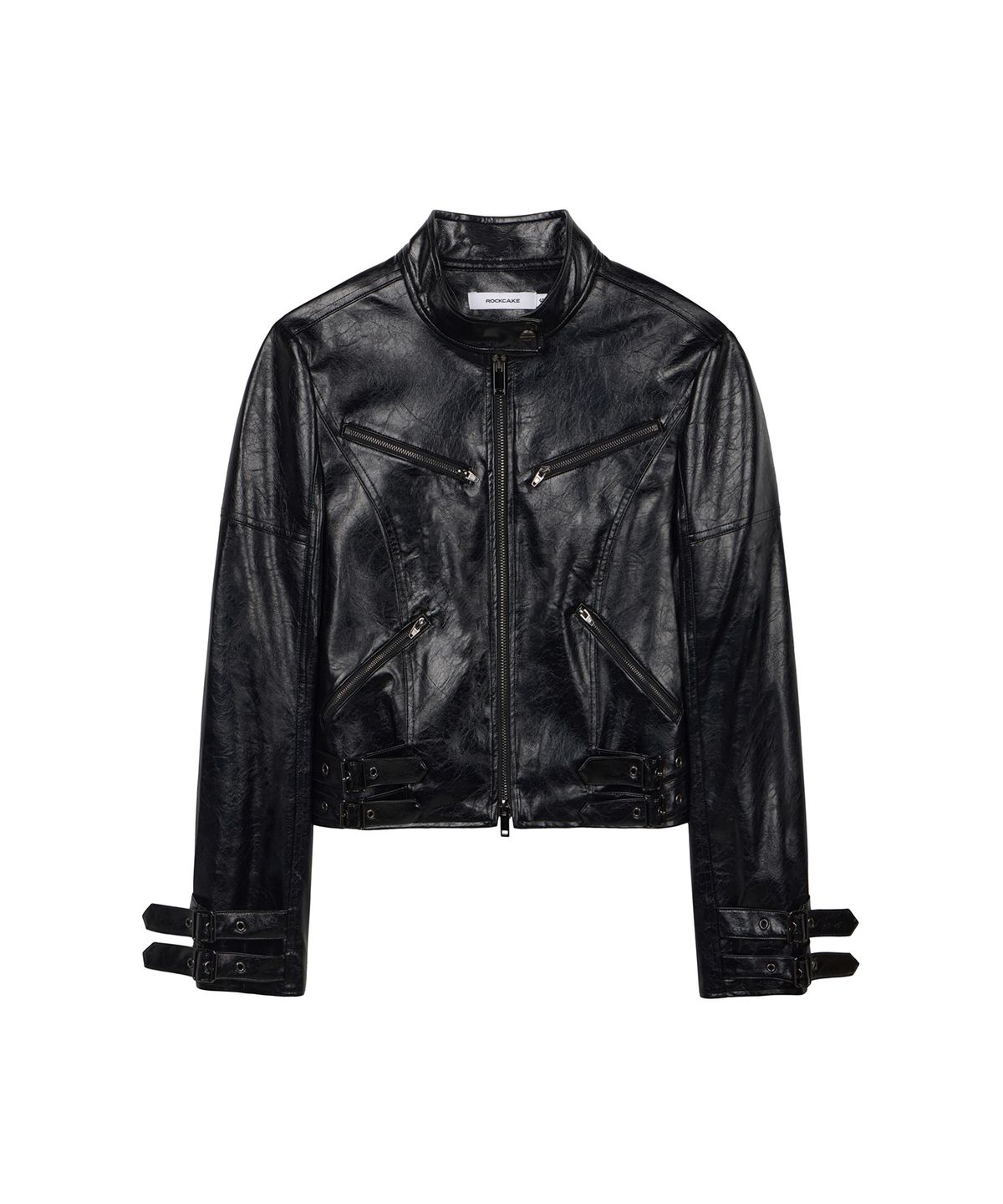 락케이크(ROCKCAKE) Belted Leather Jacket - Black