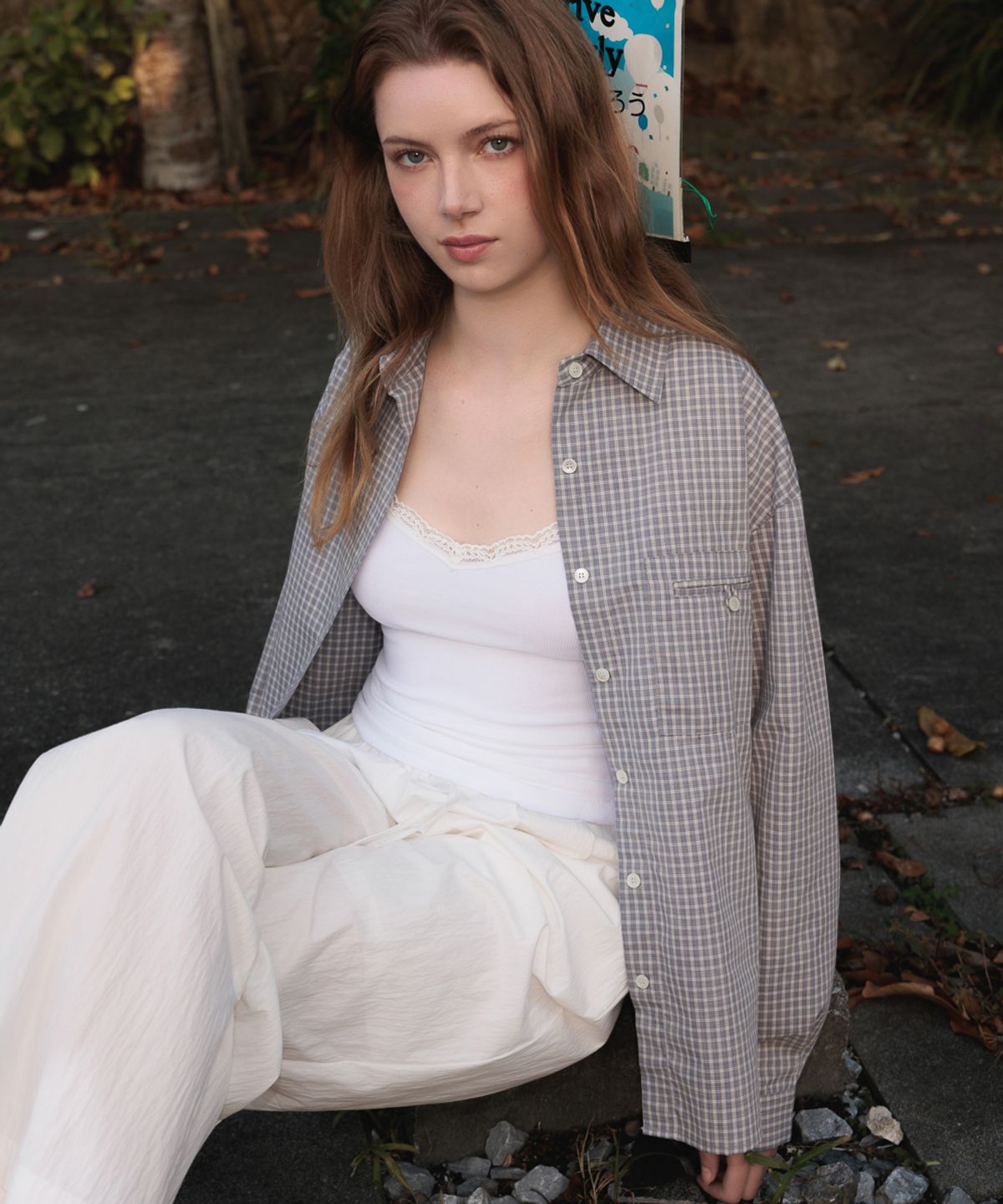 드헤베(DEHEVE) Strap Point Check Shirt [Blue]