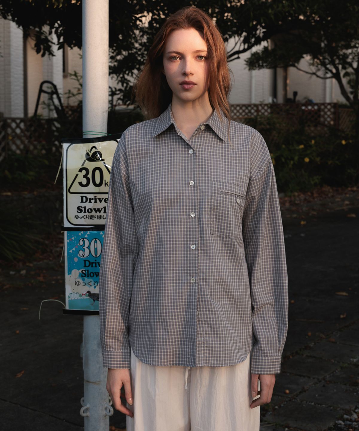 드헤베(DEHEVE) Strap Point Check Shirt [Blue]