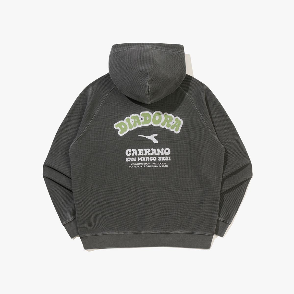 디아도라(diadora) 와플 에어로쿨 워싱 후드티셔츠 GREY