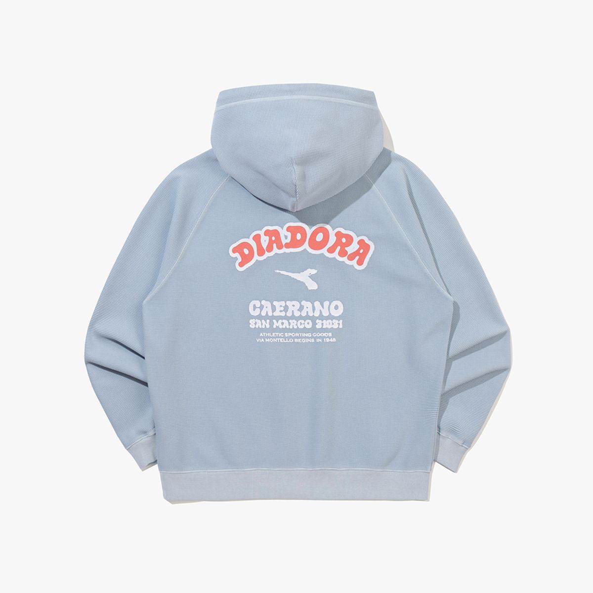 디아도라(diadora) 와플 에어로쿨 워싱 후드티셔츠 SKY BLUE