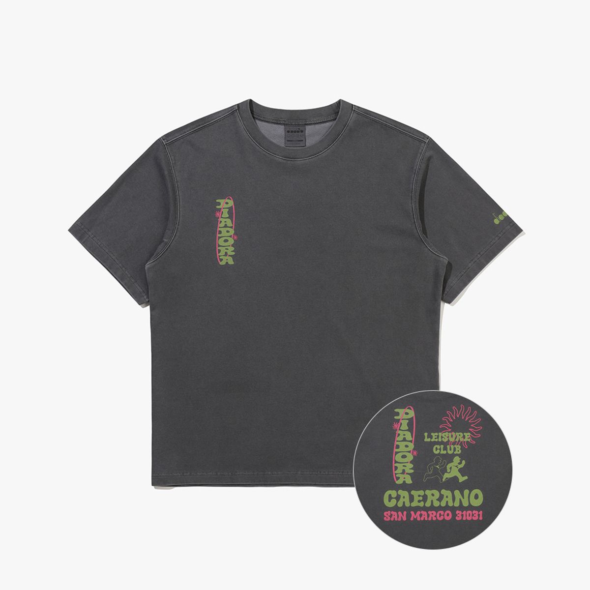 디아도라(diadora) 이큅 워싱 그래픽 백메쉬 반팔 티셔츠 GREY