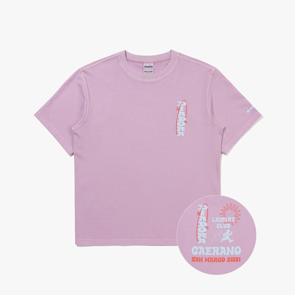 디아도라(diadora) 이큅 워싱 그래픽 백메쉬 반팔 티셔츠 VIOLET