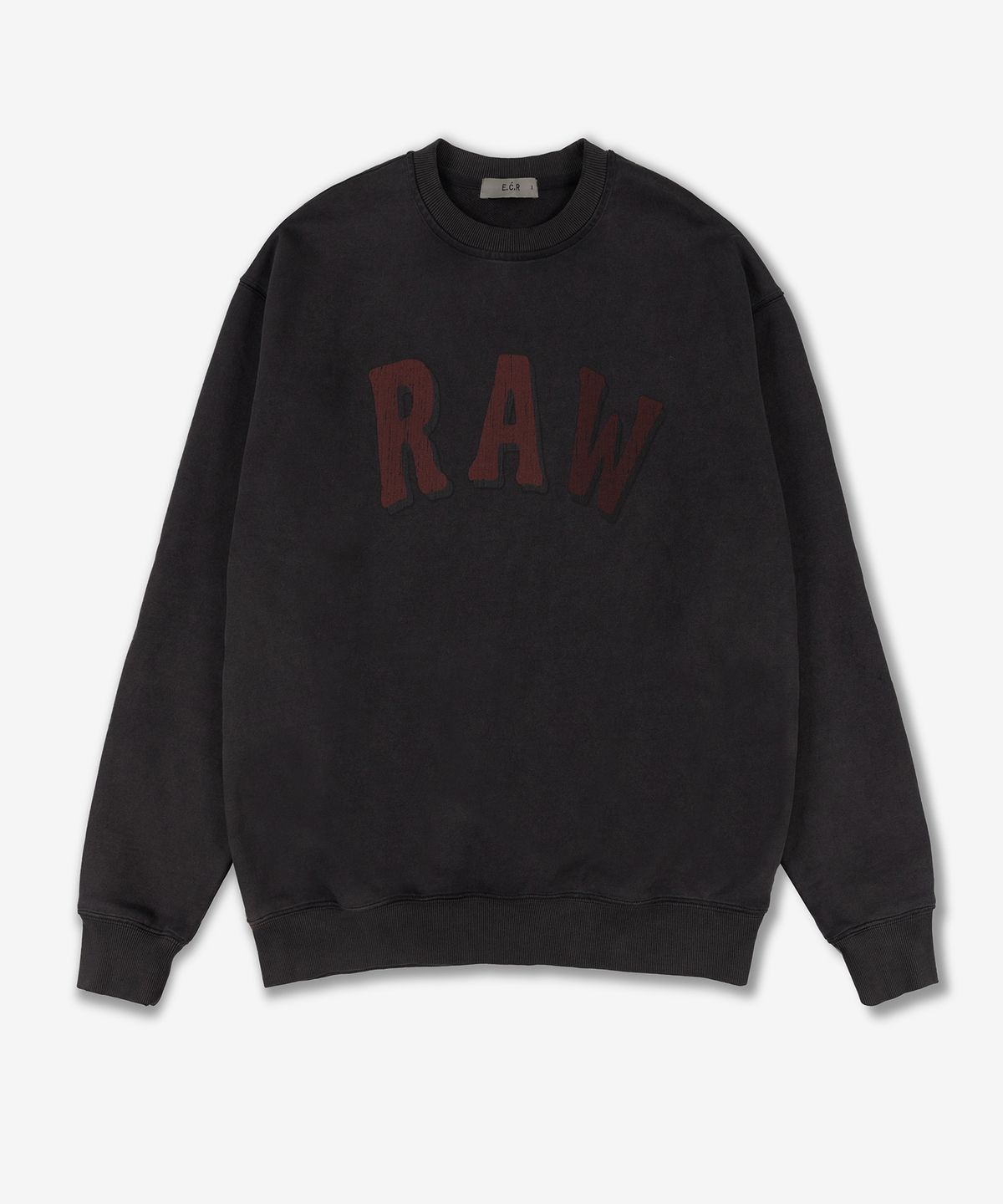 이코르(ECORR) 빈티지 워시드 RAW 스웨트셔츠_차콜