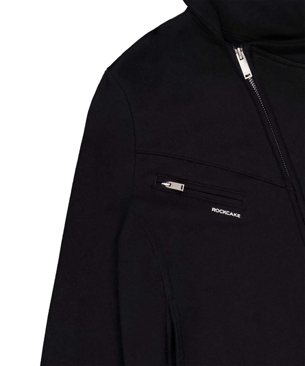 락케이크(ROCKCAKE) Asymmetry Zip Up Hoodie - Black