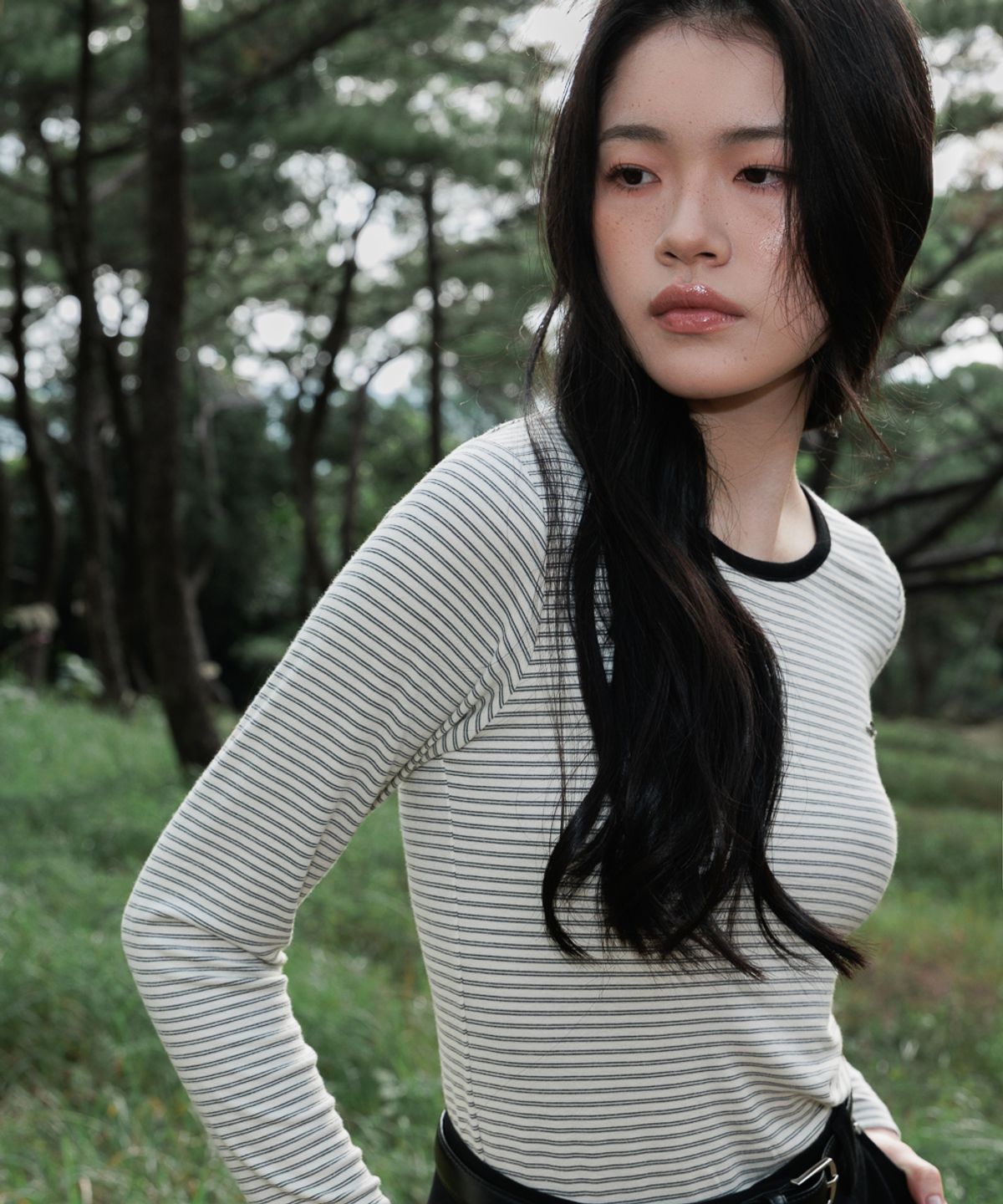 드헤베(DEHEVE) Soft Stripe Long Sleeve [Ivory]