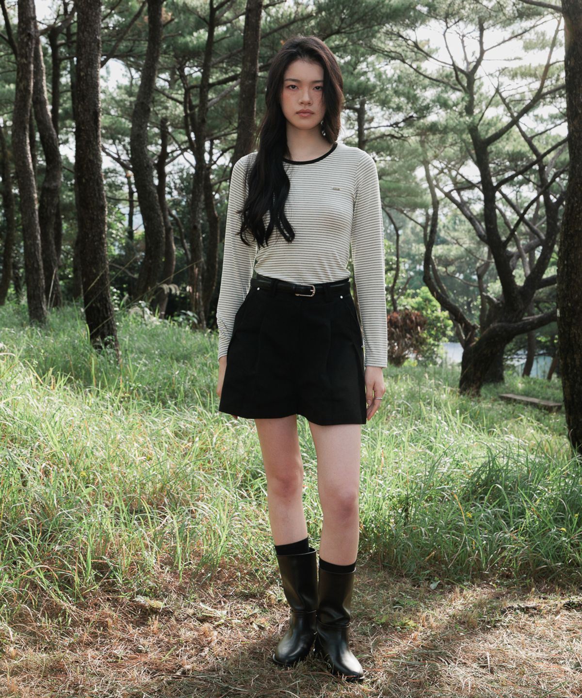 드헤베(DEHEVE) Soft Stripe Long Sleeve [Ivory]