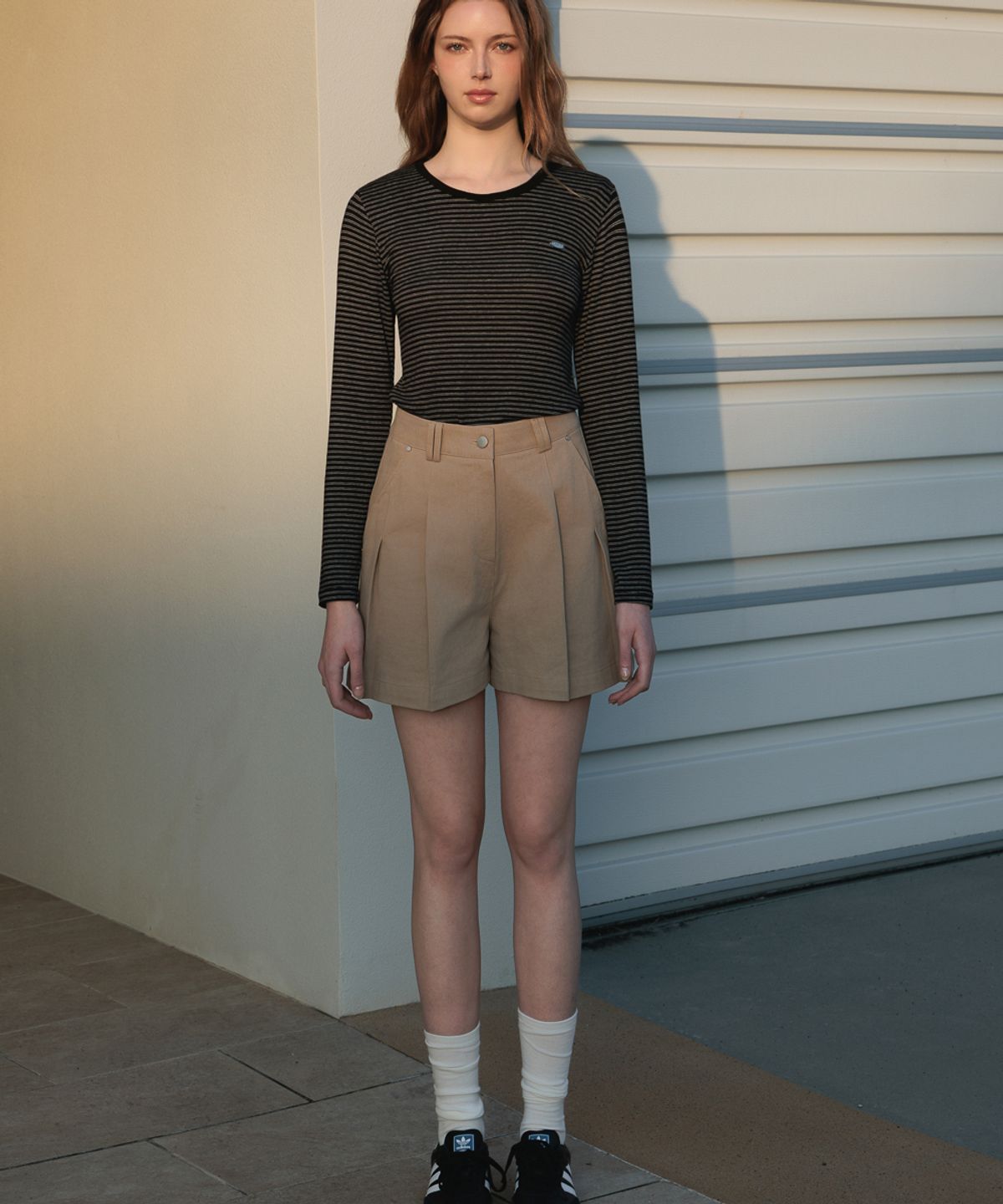 드헤베(DEHEVE) Soft Stripe Long Sleeve [Black]