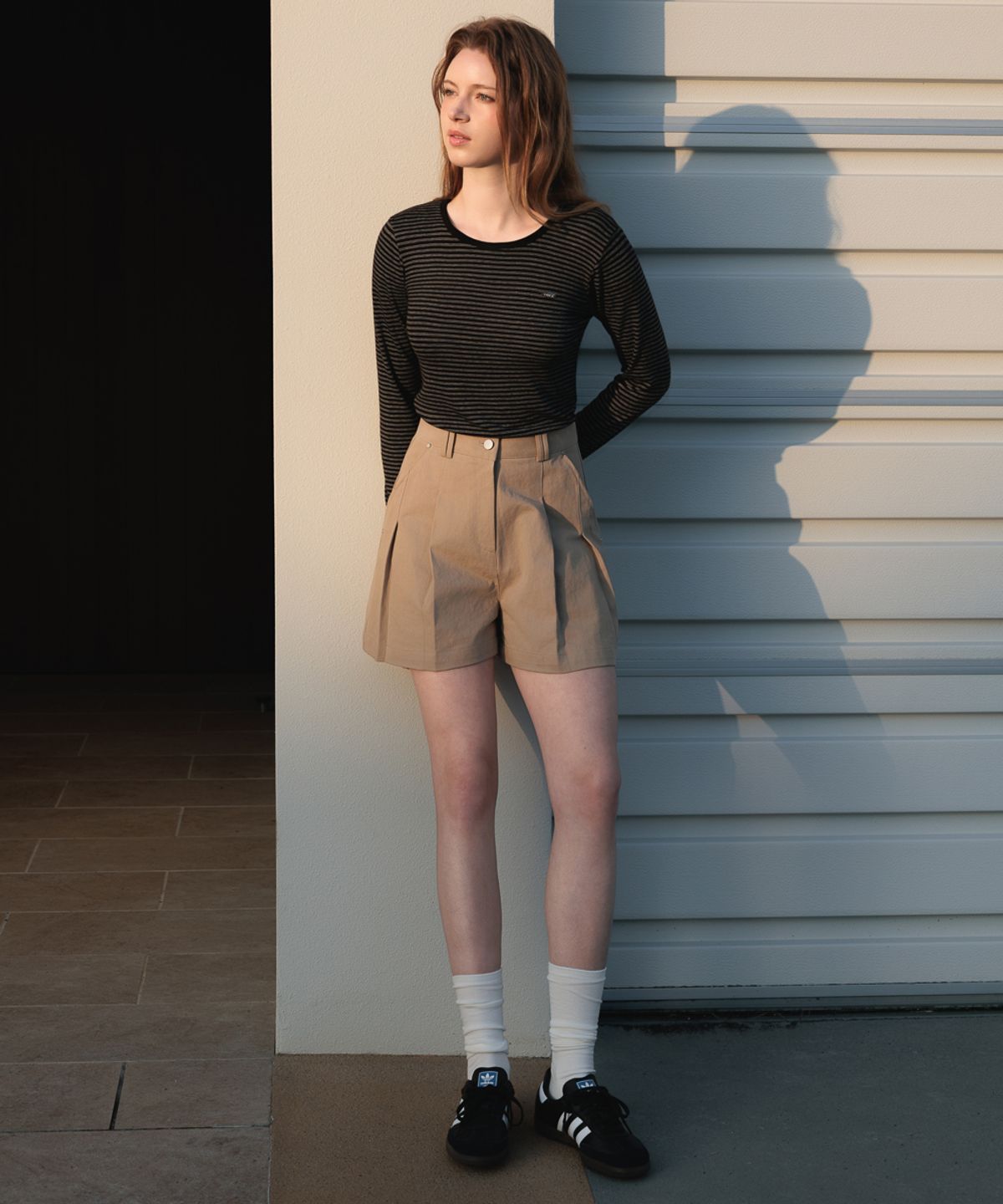 드헤베(DEHEVE) Soft Stripe Long Sleeve [Black]