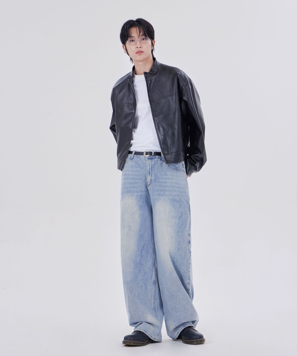 굿라이프웍스(GLW) 논카라 크롭 라이더 자켓 블랙