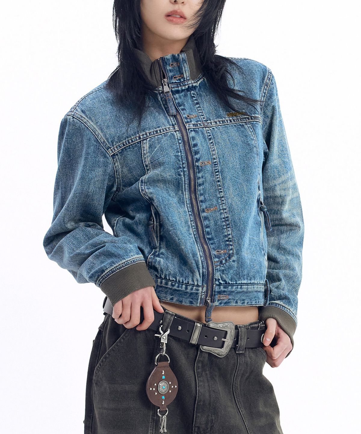 아캄(AAKAM) Gem Studded Keyring (Brown)
