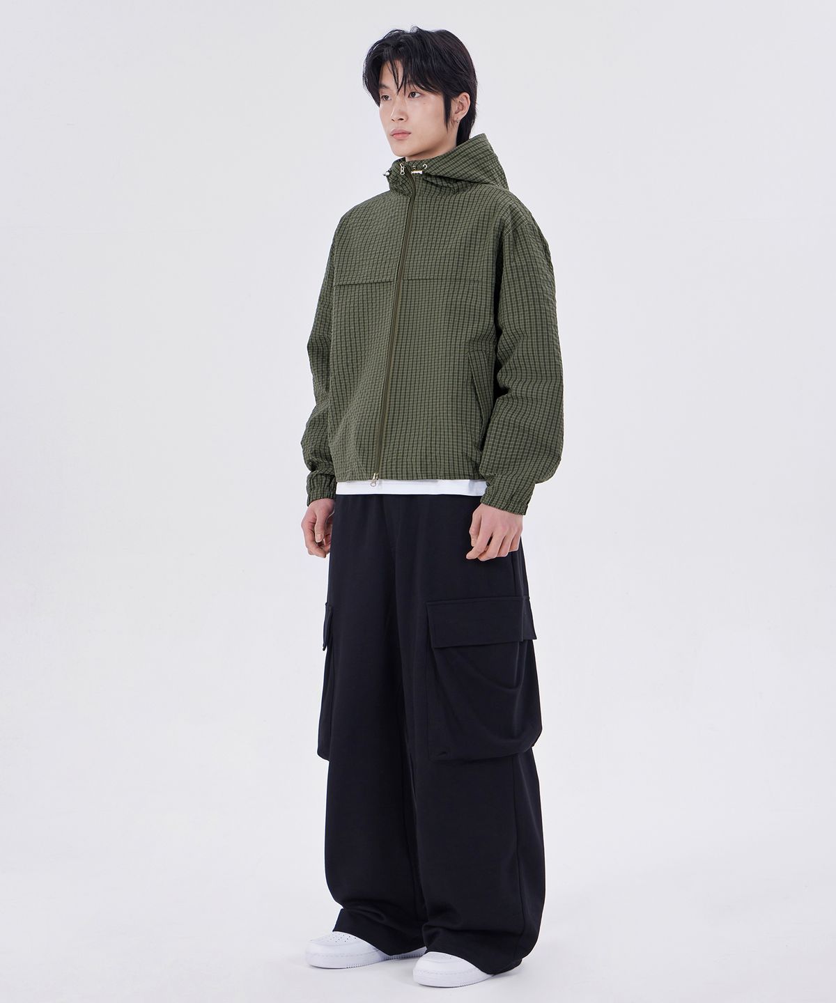 굿라이프웍스(GLW) 데일리 체크 윈드브레이커 카키