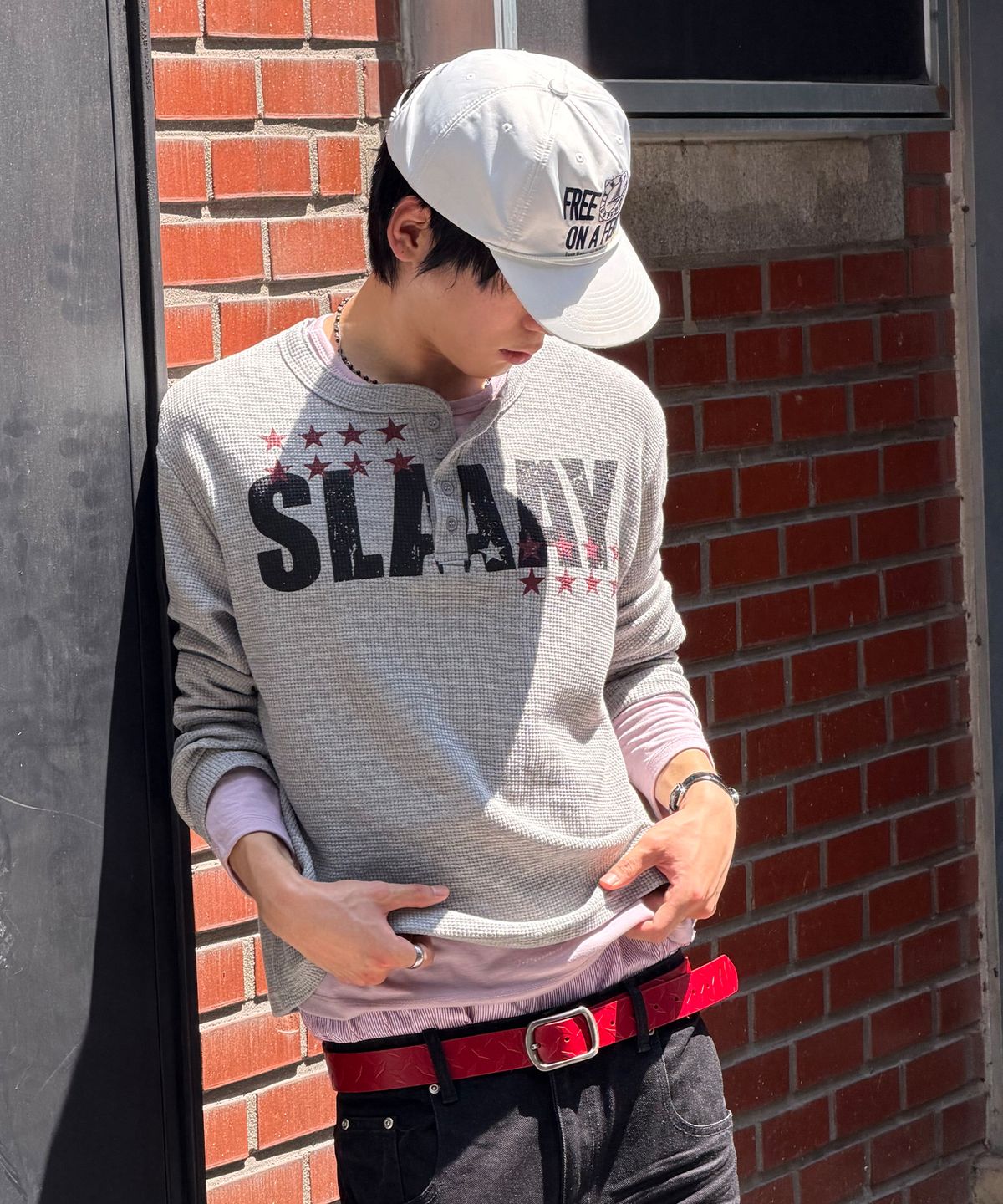 스켈리웩(SCALLYWAG) SLAAY 와플 헨리넥 롱 슬리브[그레이]