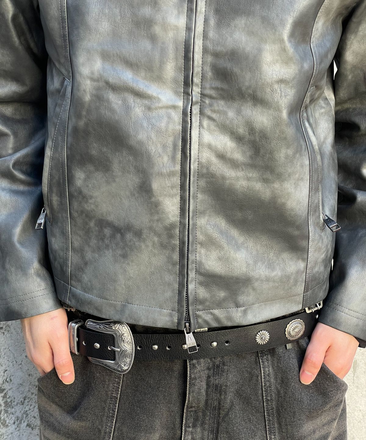 아캄(AAKAM) Western Concho Belt (Black)