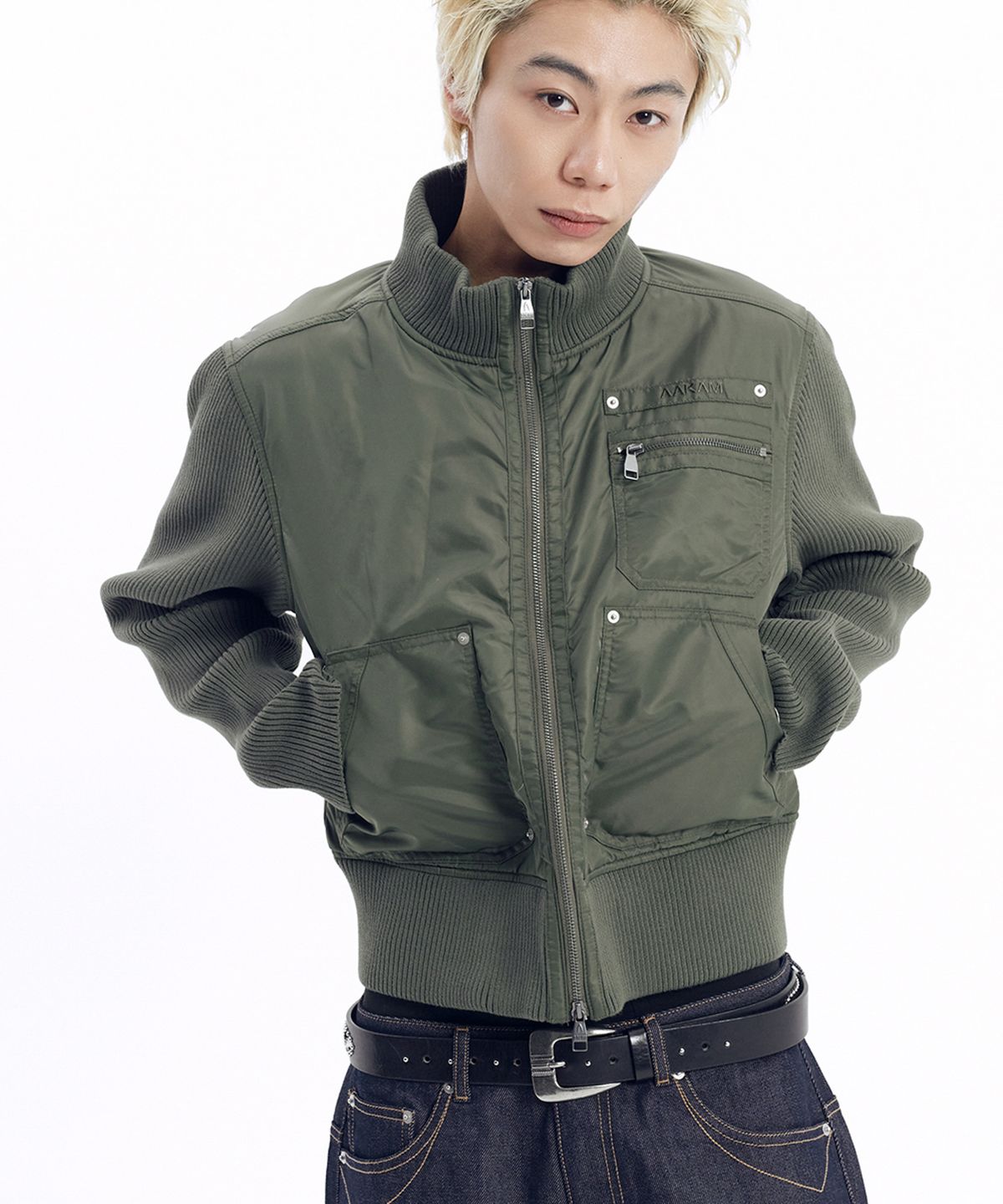 아캄(AAKAM) Calf Hair Gem Belt (Black)