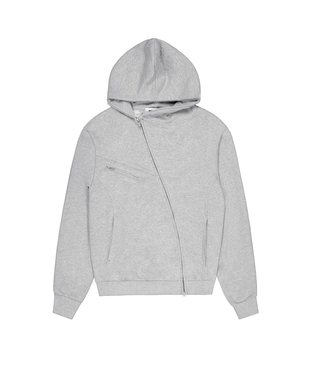 락케이크(ROCKCAKE) Asymmetry Zip Up Hoodie - Gray