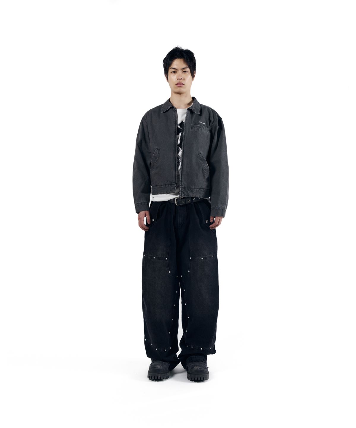 아캄(AAKAM) Steve Double Knee Denim Pants (Black)