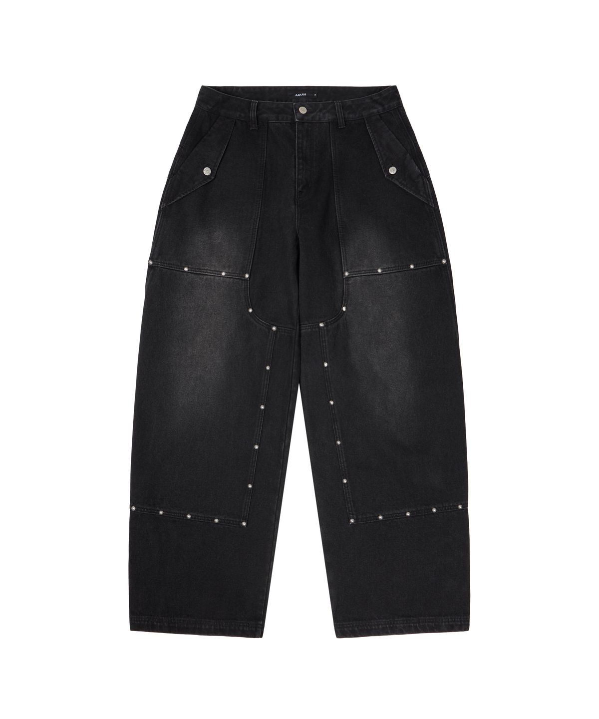 아캄(AAKAM) Steve Double Knee Denim Pants (Black)