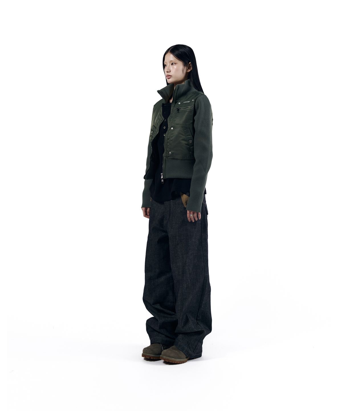 아캄(AAKAM) Bonnie Pocket Denim Pants (Black)
