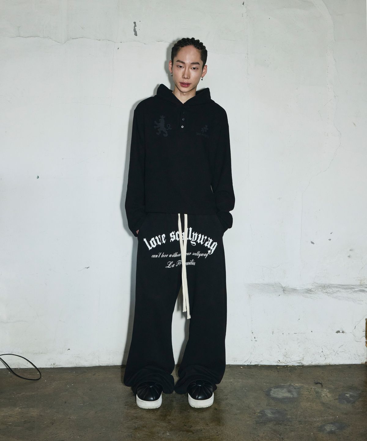 스켈리웩(SCALLYWAG) 와플 헨리넥 후디[블랙]