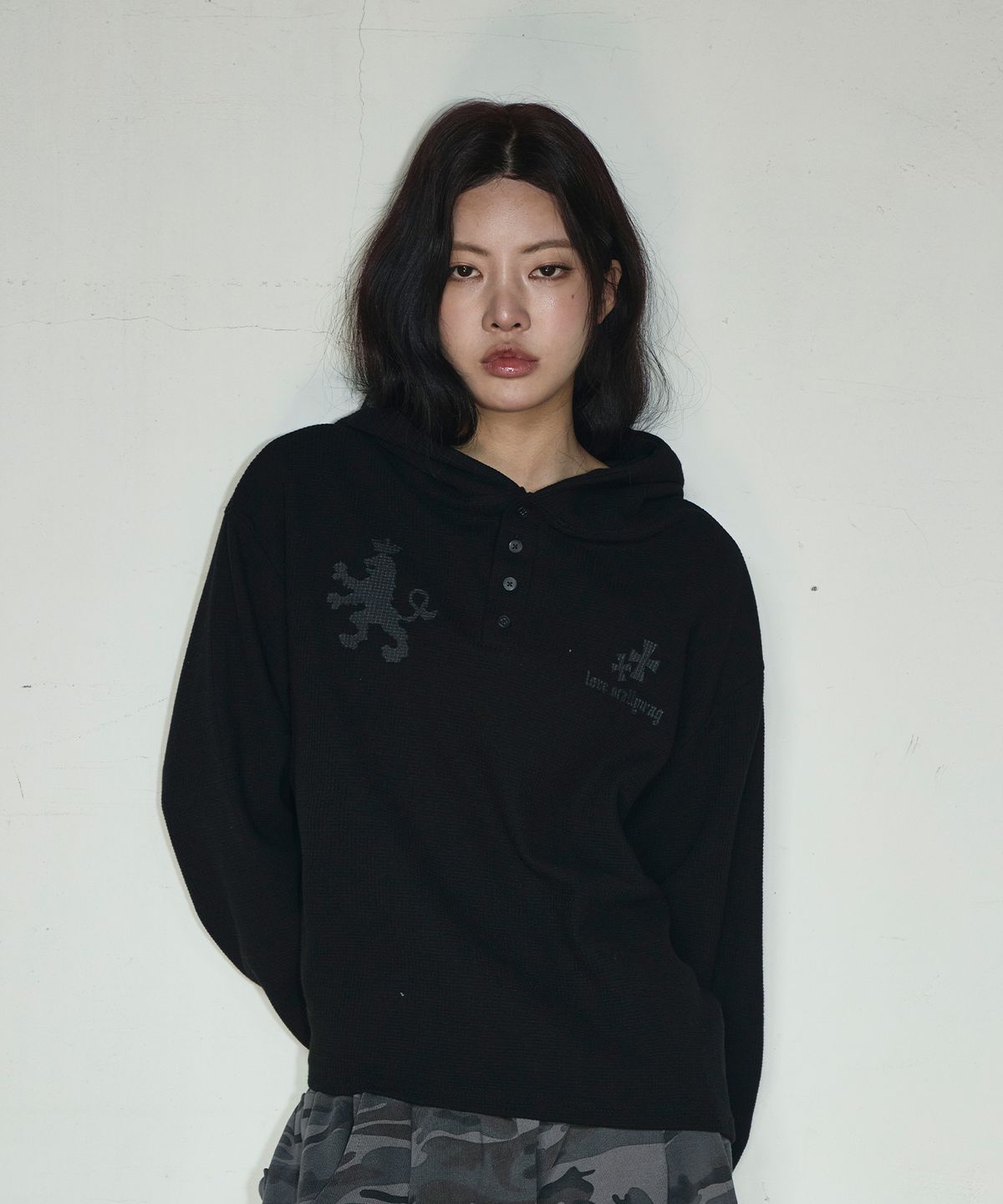스켈리웩(SCALLYWAG) 와플 헨리넥 후디[블랙]