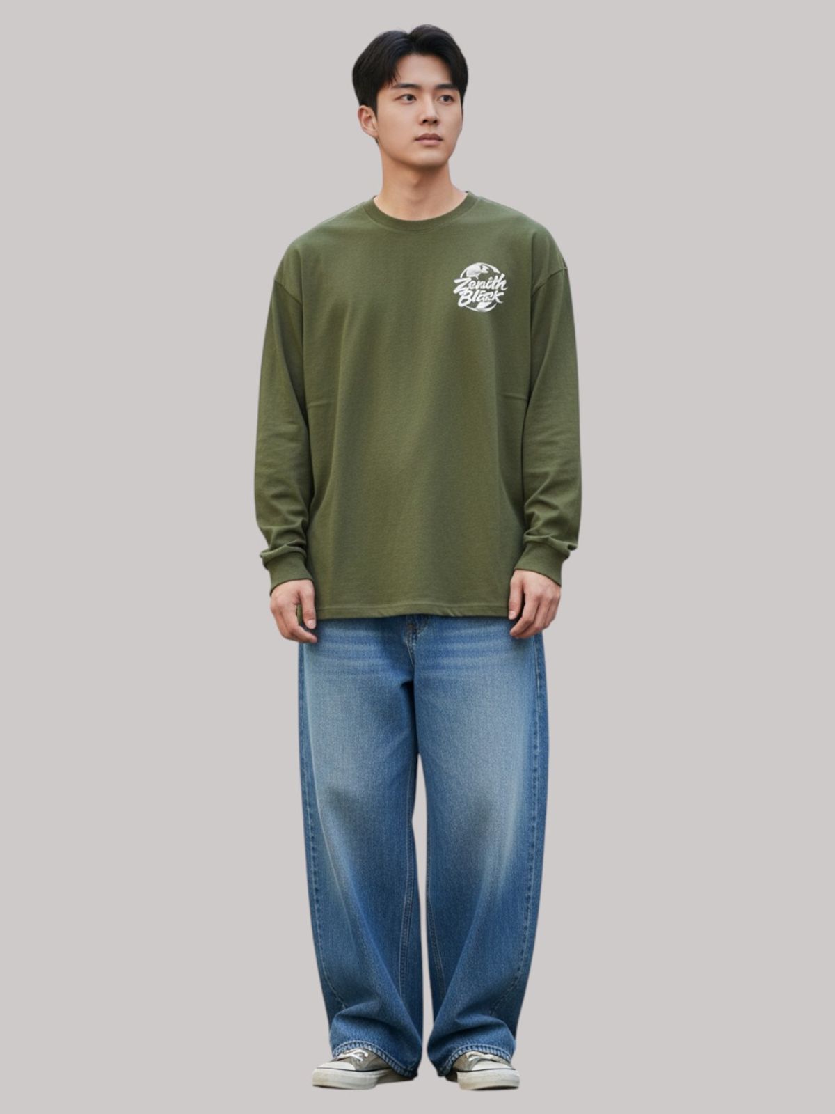 지블랙(ZBLACK) 제니스 블랙 빅로고   롱슬리브(KHAKI)