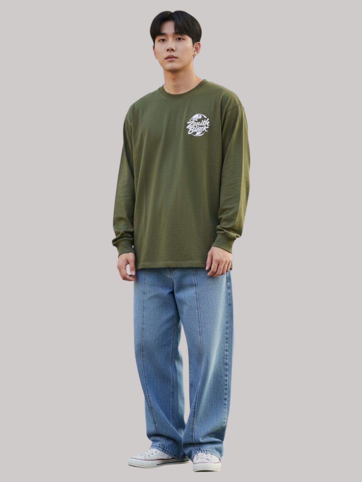 지블랙(ZBLACK) 제니스 블랙 빅로고   롱슬리브(KHAKI)