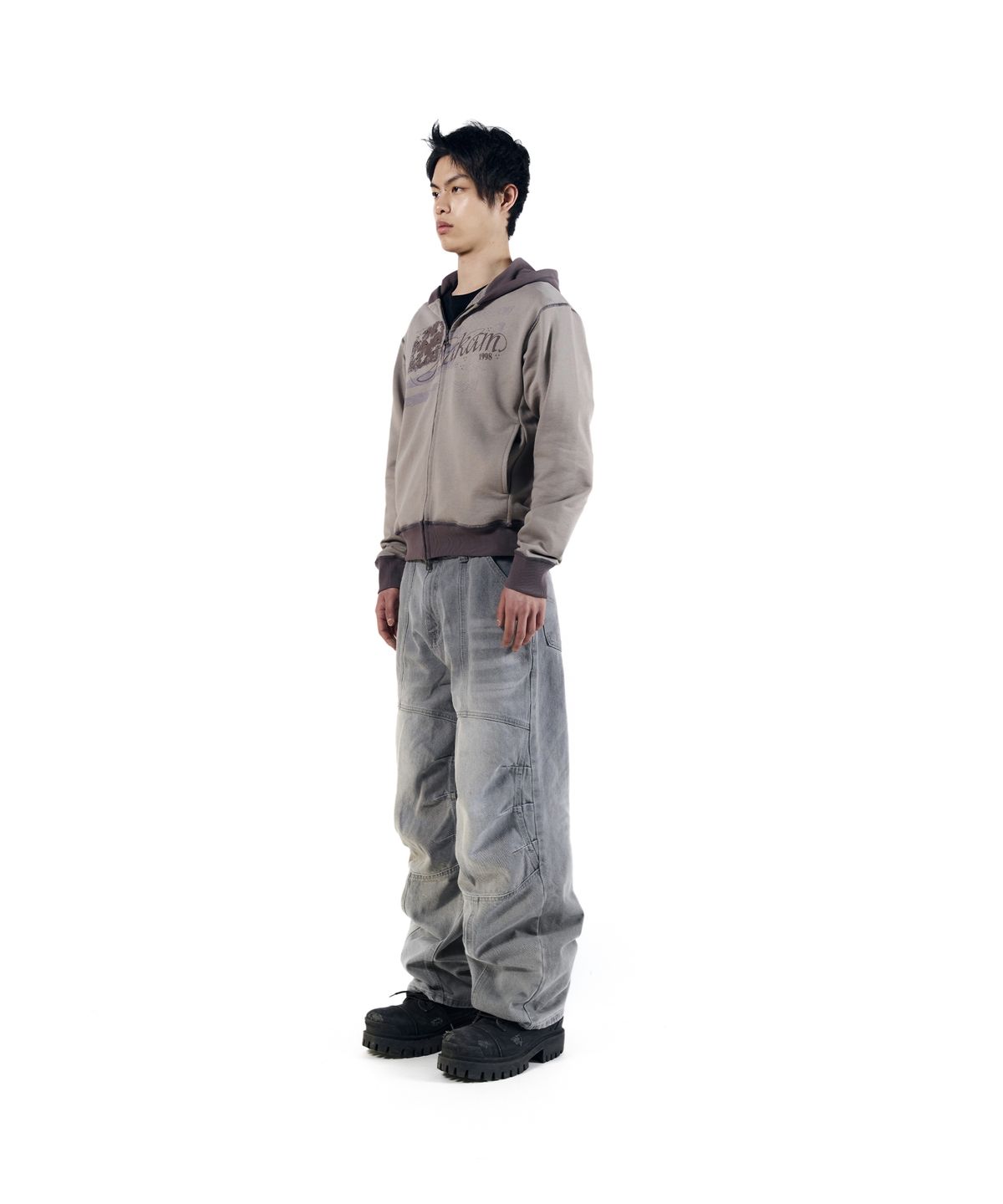 아캄(AAKAM) Knee Panel Biker Denim Pants (Gray)
