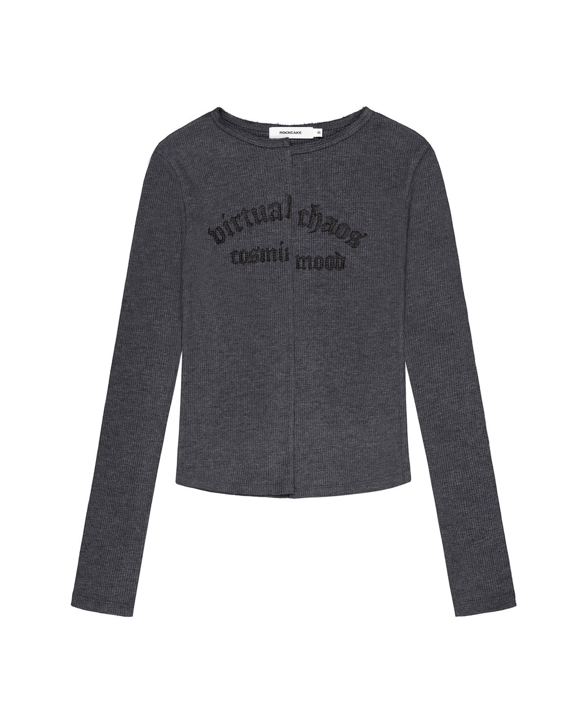 락케이크(ROCKCAKE) Incision Boat Neck Top - Charcoal