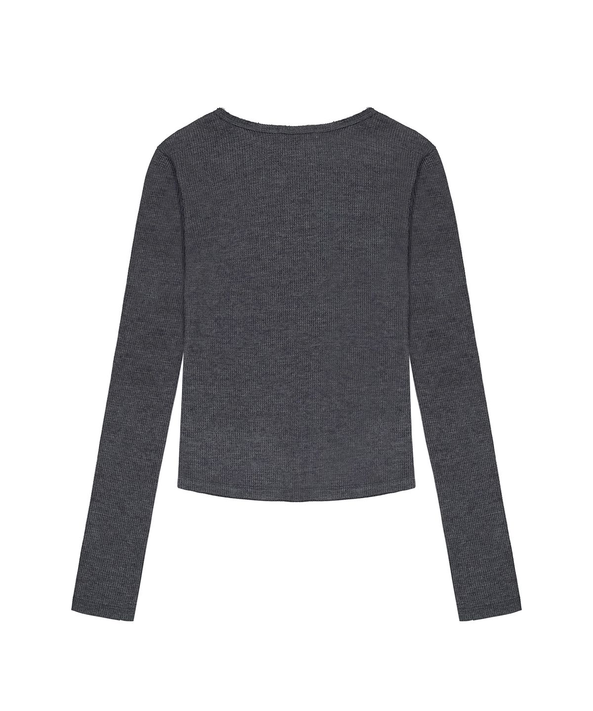 락케이크(ROCKCAKE) Incision Boat Neck Top - Charcoal