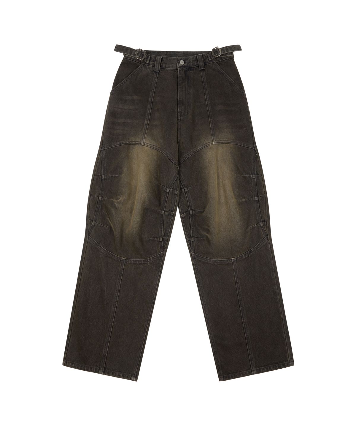 아캄(AAKAM) Knee Panel Biker Denim Pants (Black)