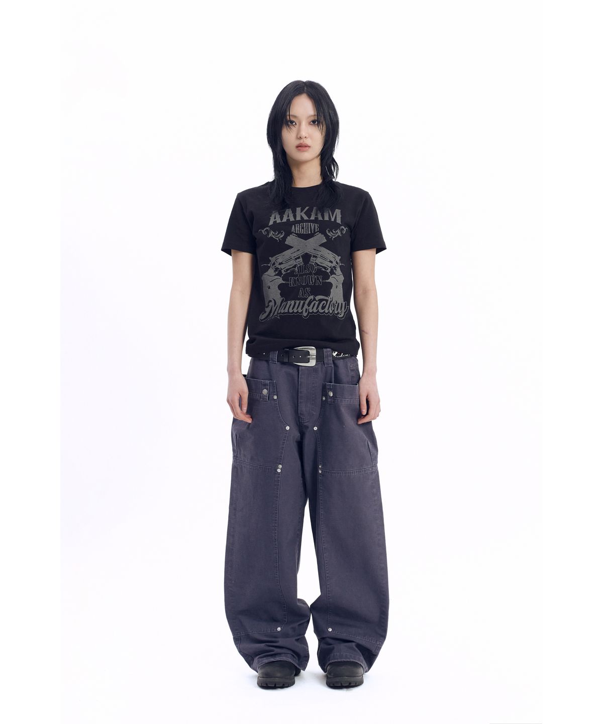 아캄(AAKAM) Walt Panel Cotton Pants (Navy)