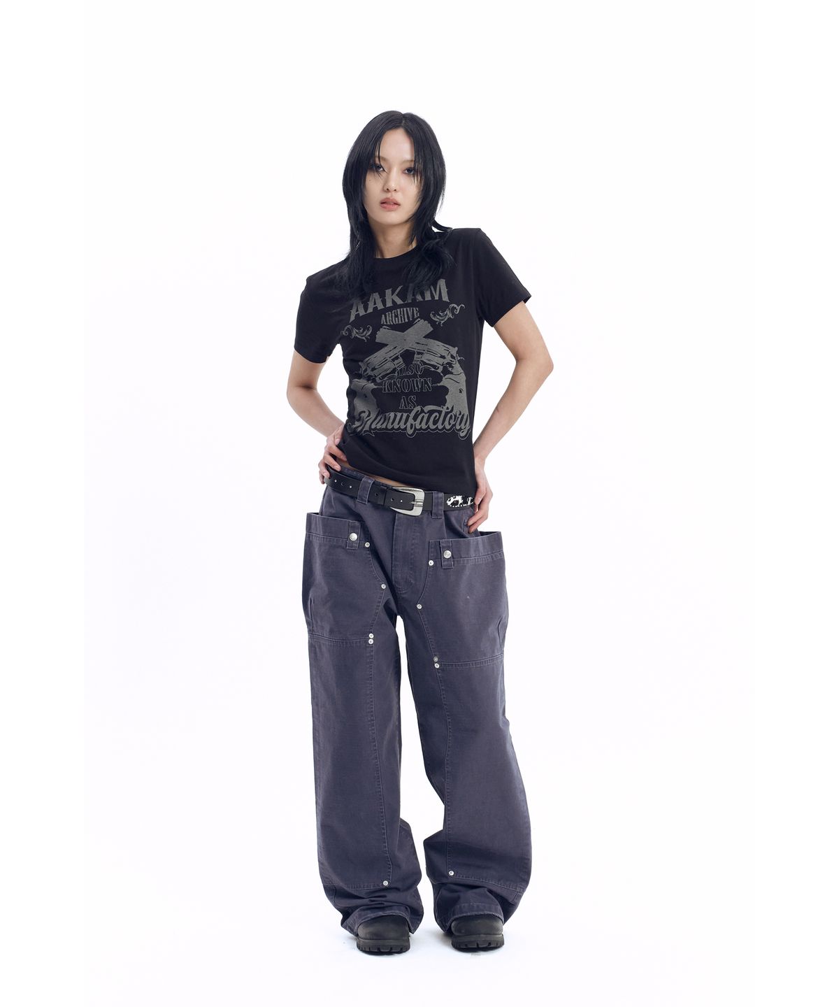 아캄(AAKAM) Walt Panel Cotton Pants (Navy)