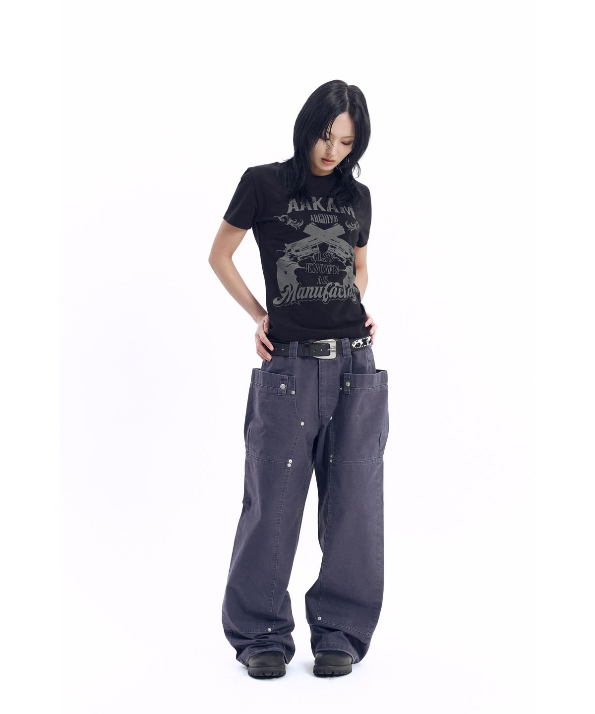 아캄(AAKAM) Walt Panel Cotton Pants (Navy)
