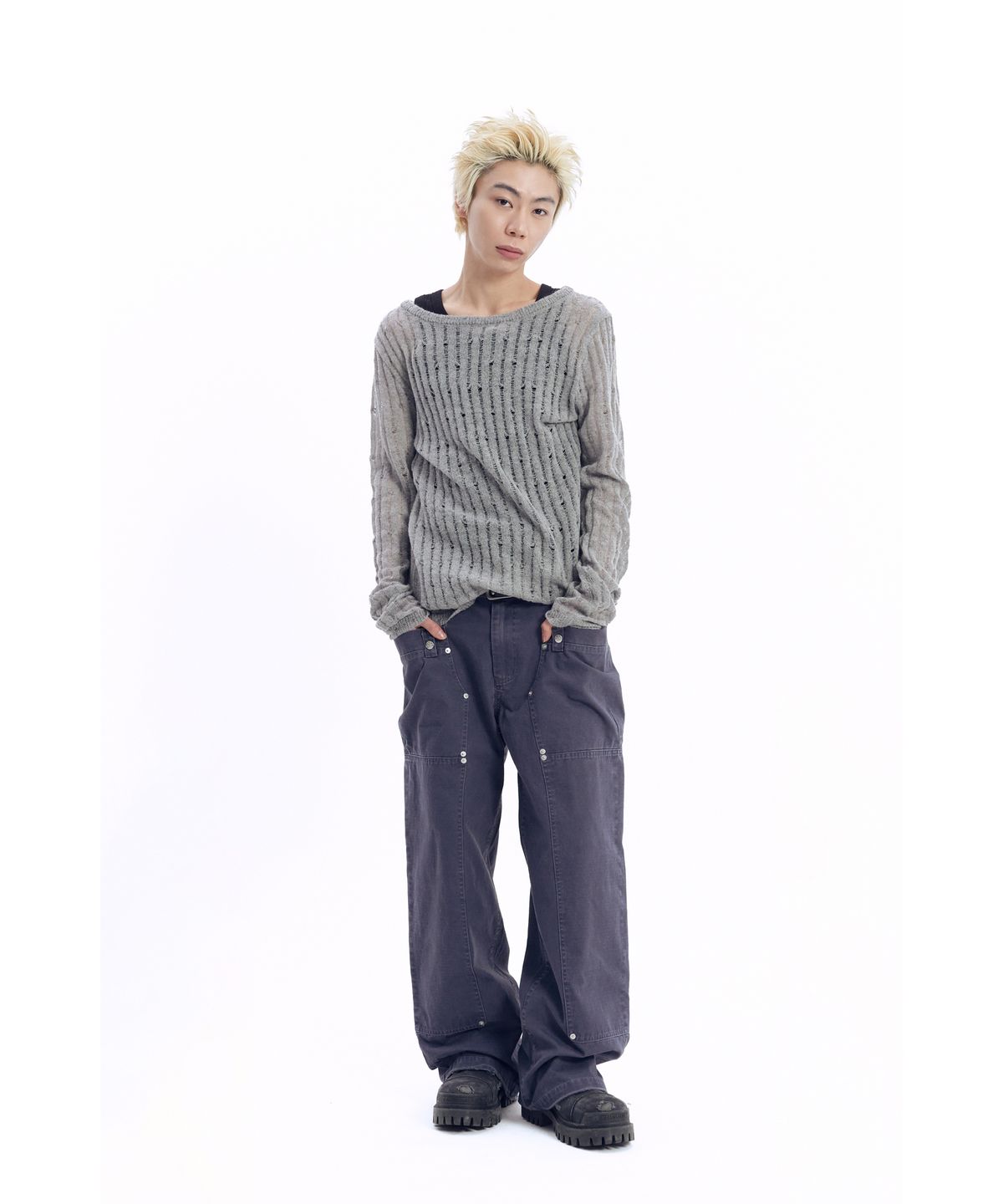 아캄(AAKAM) Walt Panel Cotton Pants (Navy)