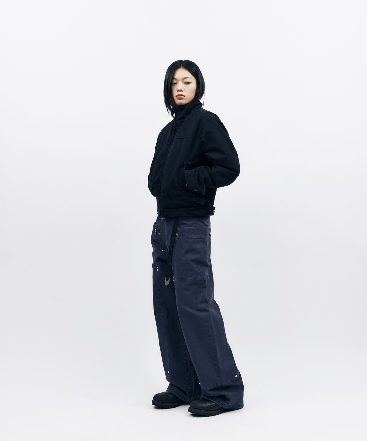 아캄(AAKAM) Walt Panel Cotton Pants (Navy)