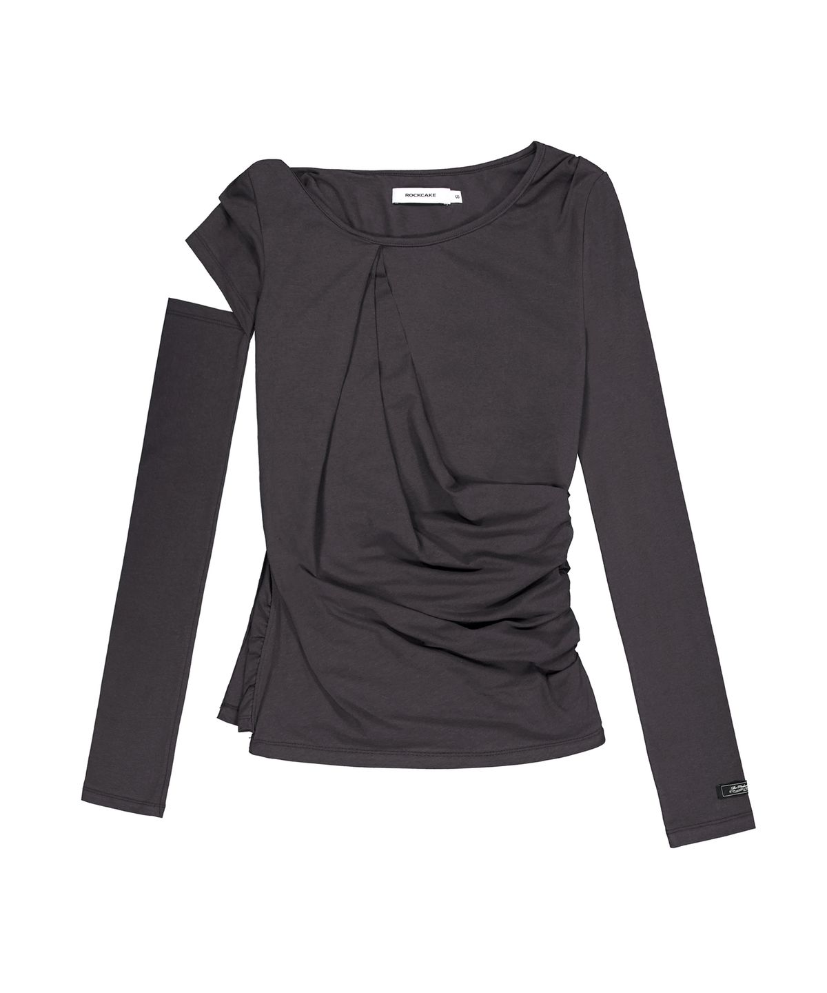 락케이크(ROCKCAKE) Wave Cut Shoulder Top - Charcoal