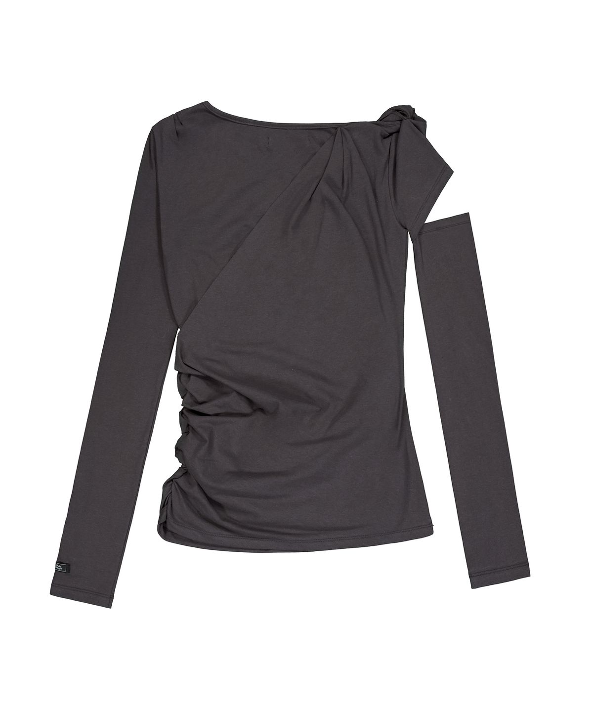 락케이크(ROCKCAKE) Wave Cut Shoulder Top - Charcoal