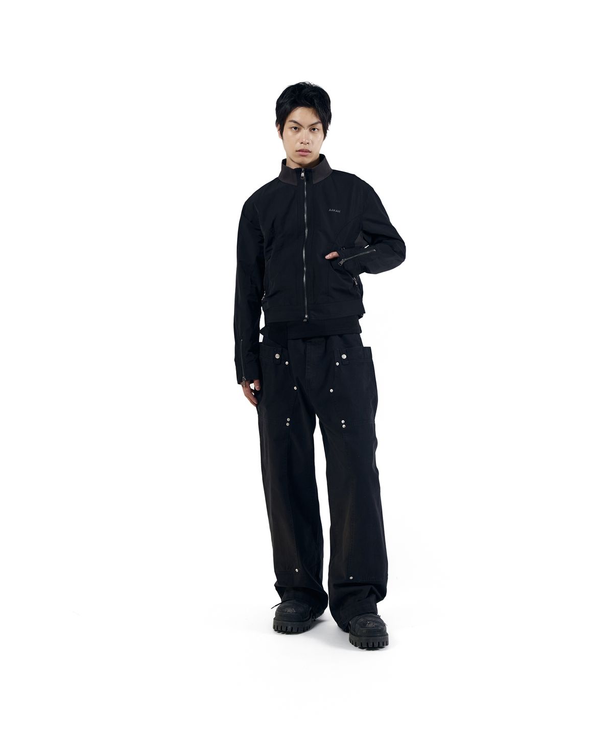 아캄(AAKAM) Walt Panel Cotton Pants (Black)
