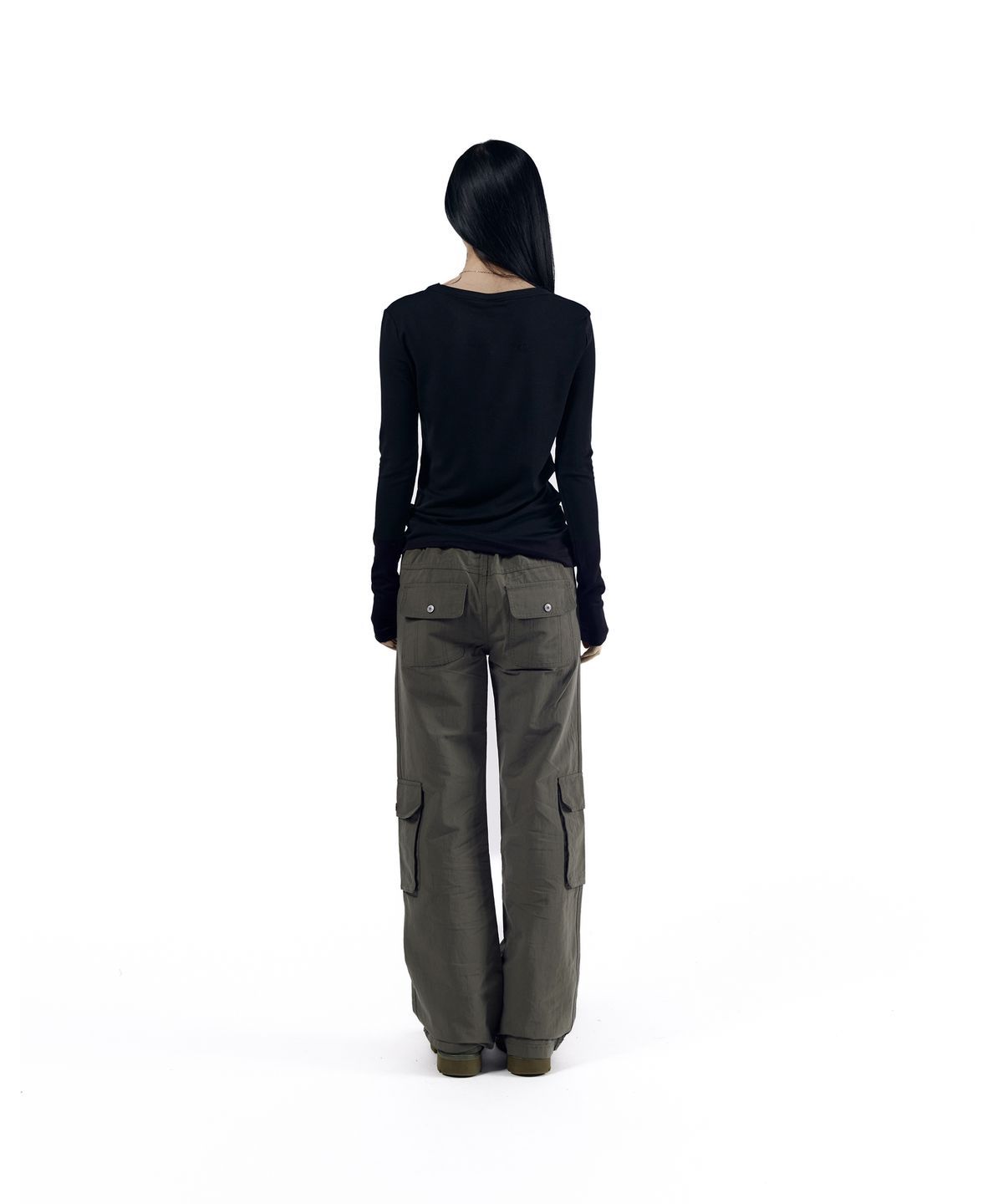 아캄(AAKAM) Flare Cargo Pocket Pants (Khaki)
