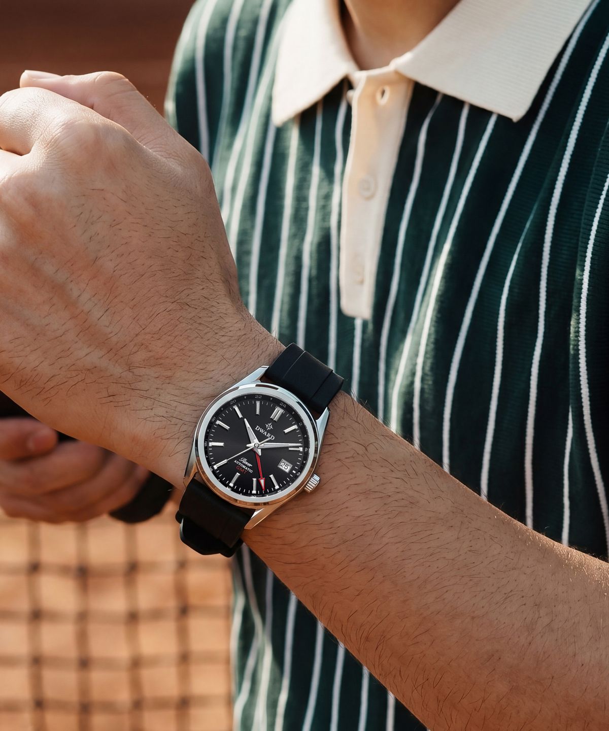 디워드(DWARD) DW-308 GMT ROVER Black Granite 남자 메탈 오토매틱 손목 시계