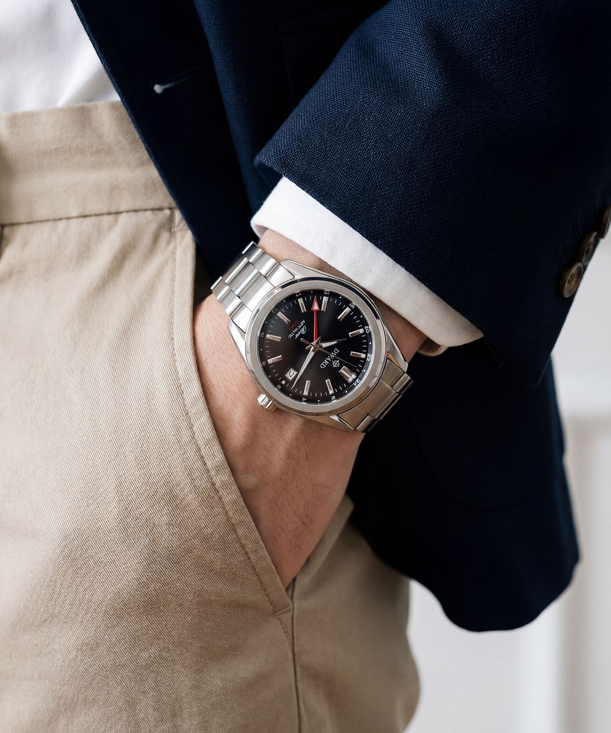 디워드(DWARD) DW-308 GMT ROVER Black Granite 남자 메탈 오토매틱 손목 시계