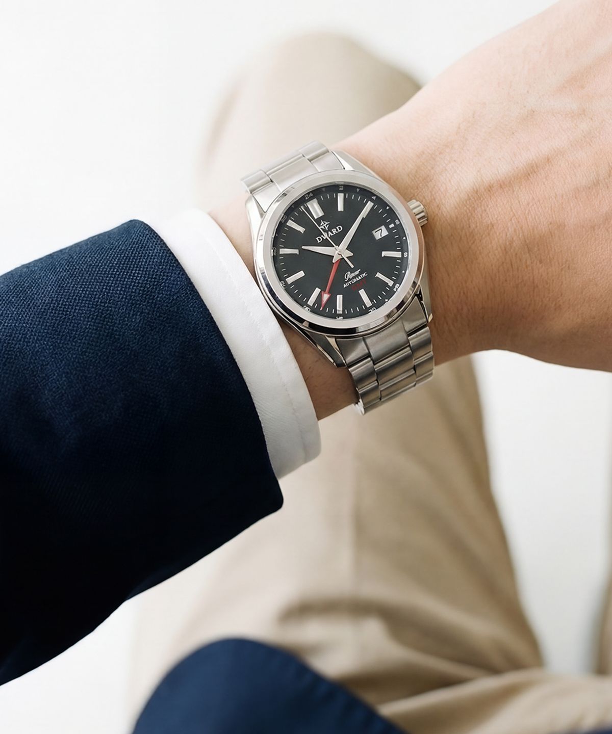 디워드(DWARD) DW-308 GMT ROVER Black Granite 남자 메탈 오토매틱 손목 시계