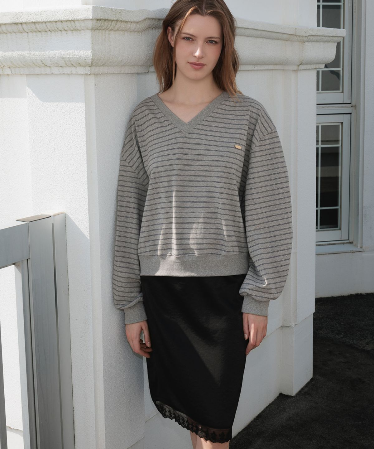 드헤베(DEHEVE) Glossy Lace Skirt [Black]