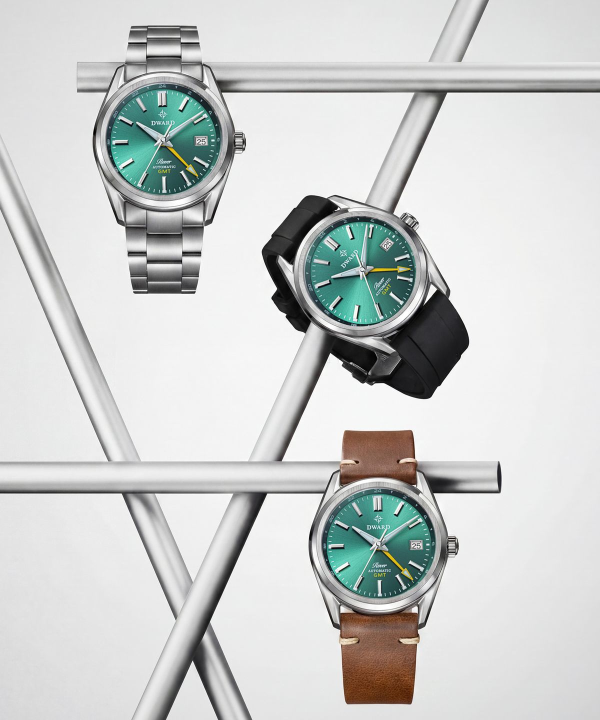 디워드(DWARD) DW-308 GMT ROVER Forest Green남자 메탈 오토매틱 손목 시계