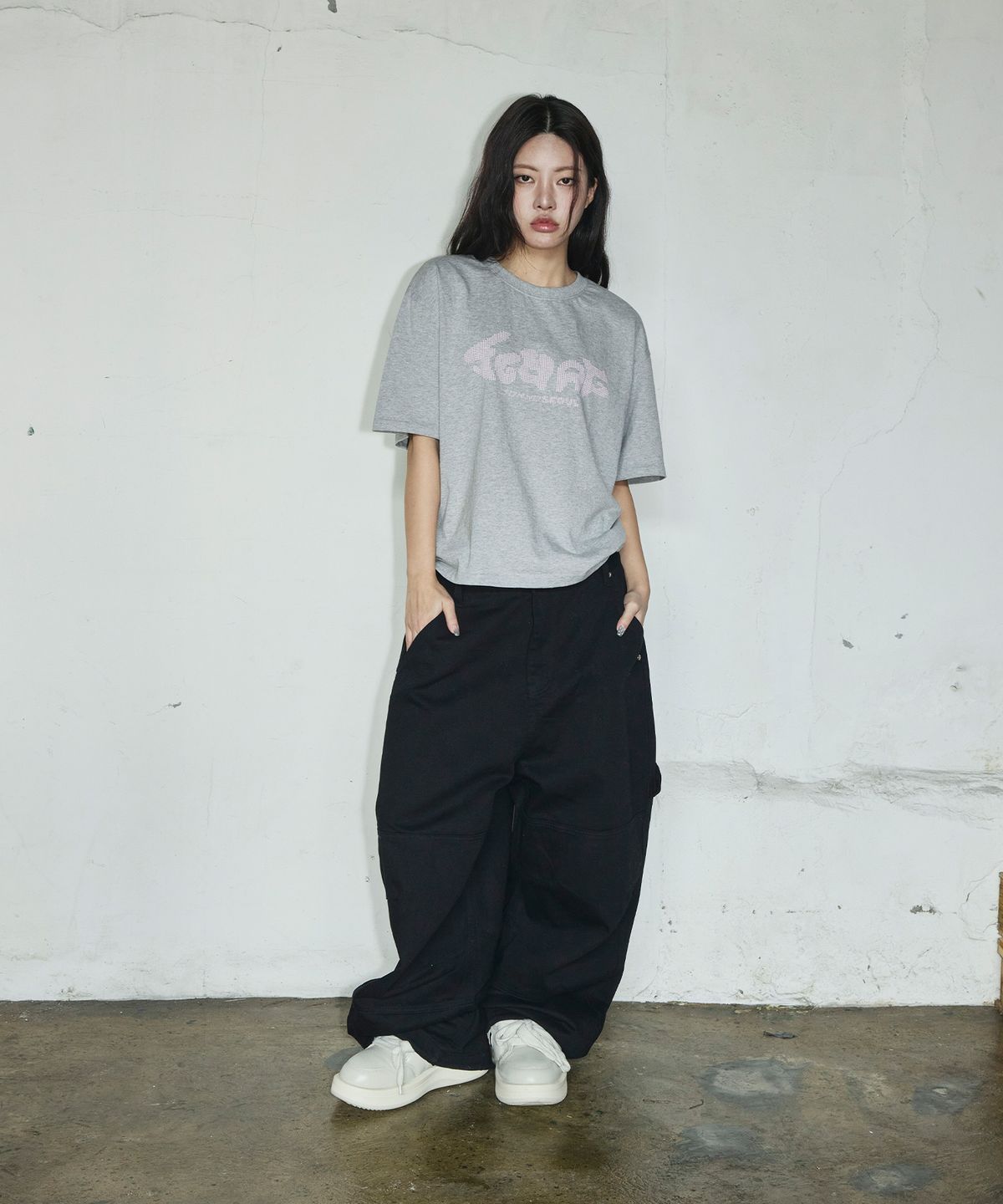 스켈리웩(SCALLYWAG) SCWAG Star Dot Crop T-shirt[Gray]