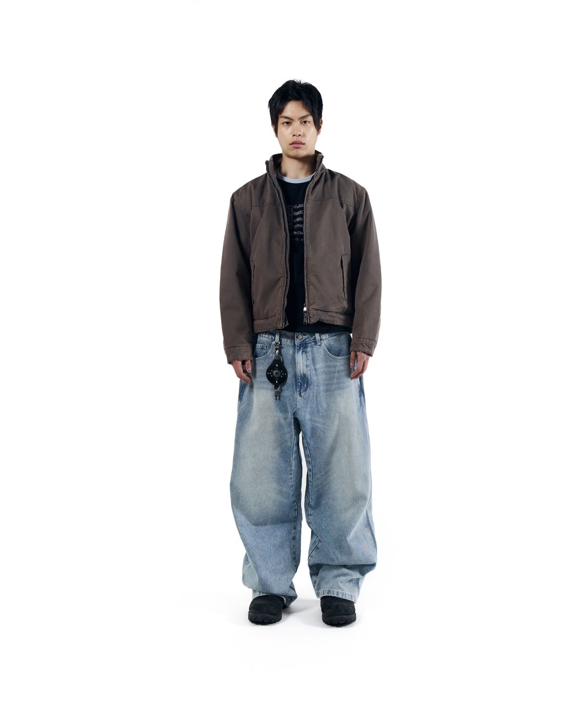 아캄(AAKAM) Stitched Baggy Denim Pants (Blue)