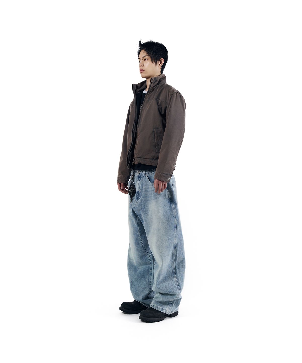 아캄(AAKAM) Stitched Baggy Denim Pants (Blue)